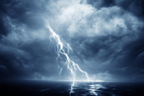 istock Lightning storm over Black sea near 1032413422