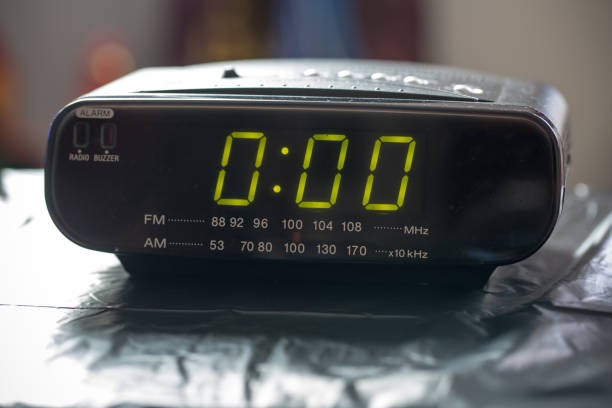 istock Black digital alarm radio clock 1032439516