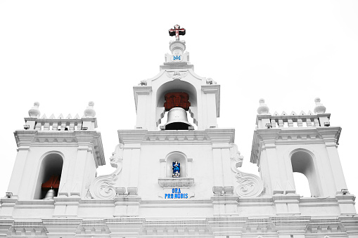 The Our Lady of the Immaculate Conception Church is located in Panjim, Goa, India. The Church conducts mass every day in English, Konkani, and Portuguese. The exterior facade of the church, rich with Portuguese Baroque style architectural elements is painted a bright white to signify the Immaculate virgin, Mary.