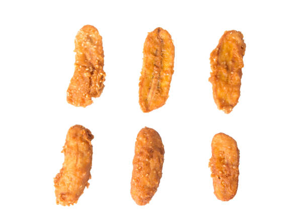 istock Fried bananas isolated on white background, Kluay Tod - Thai dessert 1032463522