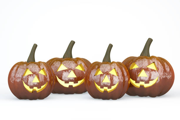istock Pumpkins for halloween with spooky face, Jack O' Lantern 1032463602