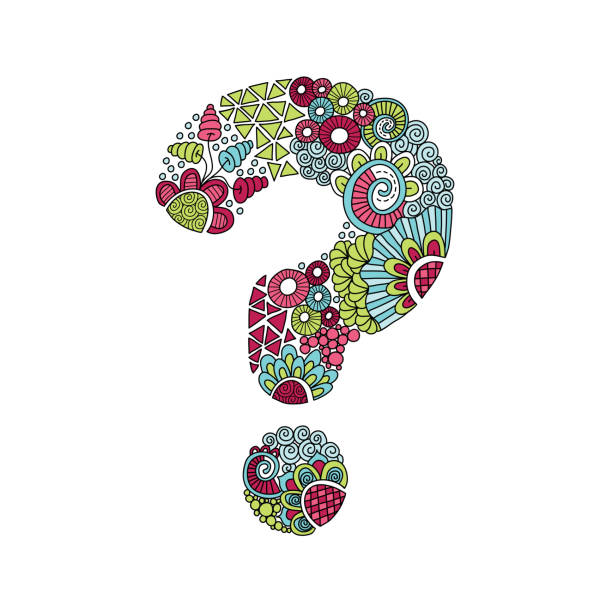 Multi Colour Question Mark Hand Drawn Doodle Vector vector art illustration