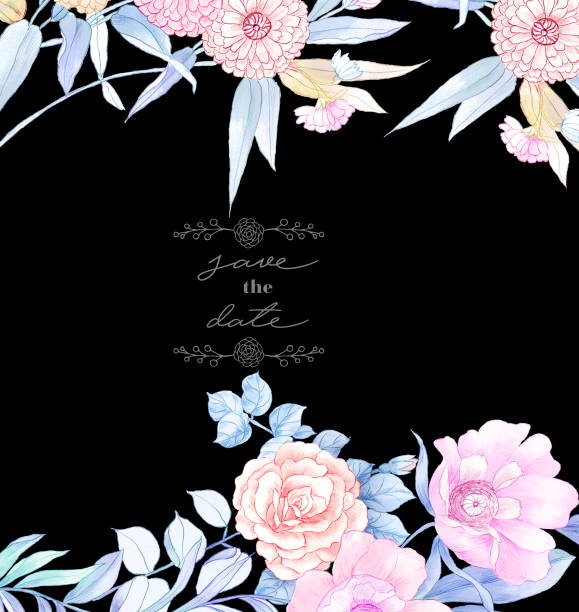 istock Elegant hand painted watercolor pencil rose flower 1032483498
