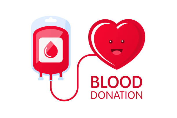 ilustraciones, imágenes clip art, dibujos animados e iconos de stock de donar el concepto de sangre con sangre bolsa y corazón. ilustración de vector de donación de sangre. día mundial del donante de sangre. - blood bag