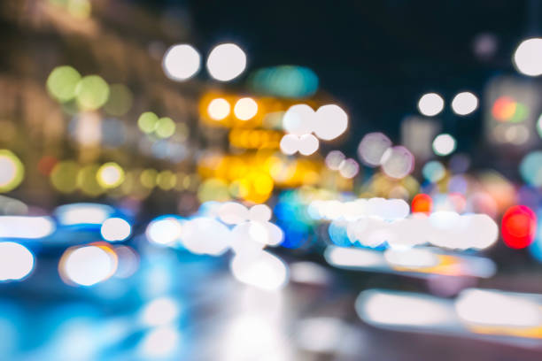 colorful night traffic in the city
