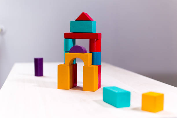 istock Bright colorful wooden blocks toy. 1032513026