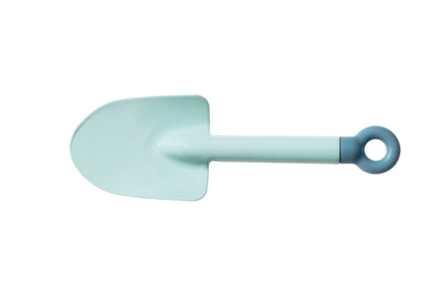 istock Blue kids gardening shovel isolated on white background 1032514292