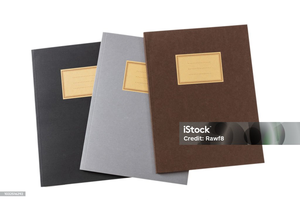 School Notebooks Stack Old Fashioned Isolated On White Background Blank ...