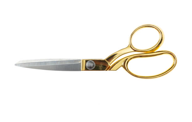 istock Pair of scissors isolated on white background, top view 1032516412