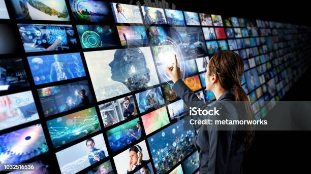 Video Archives Concept Stock Photo - Download Image Now - The Media, Library, Digitally Generated Image