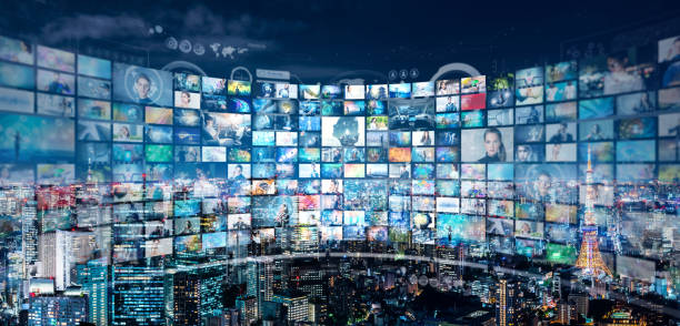 비디오 아카이브 개념입니다. - 텔레비전 산업 이미지 뉴스 사진 이미지