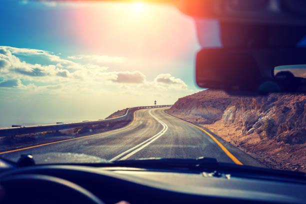 istock Driving a car on a mountain winding road. Israel 1032521822