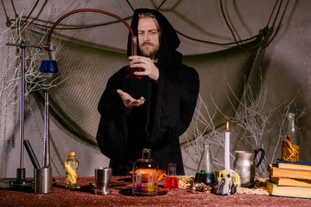 istock The medieval alchemist scientist conducts a ritual in his laboratory. 1032524738