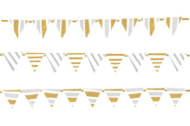 istock Gold and silver glitter bunting paper cut 1032525422