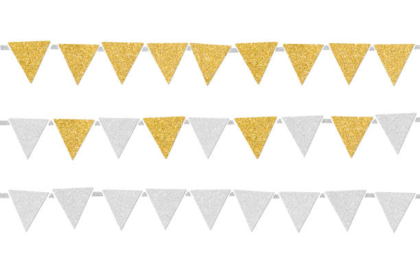 istock Gold and silver glitter bunting paper cut 1032527732
