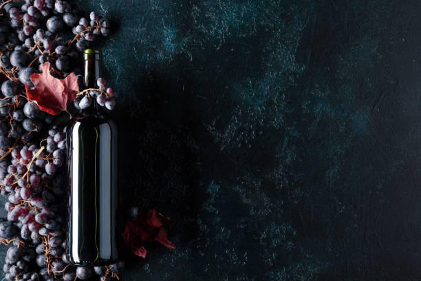 istock Bottle of red wine and grapes. 1032548020