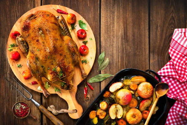 istock Roast Christmas duck with apples 1032553188