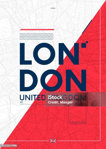 Typography Graphics Color Poster With A Map Of London Vector Travel Illustration Stock Illustration - Download Image Now