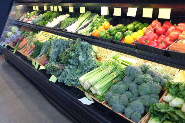 istock Organic vegetable aisle in grocery store 1032560620