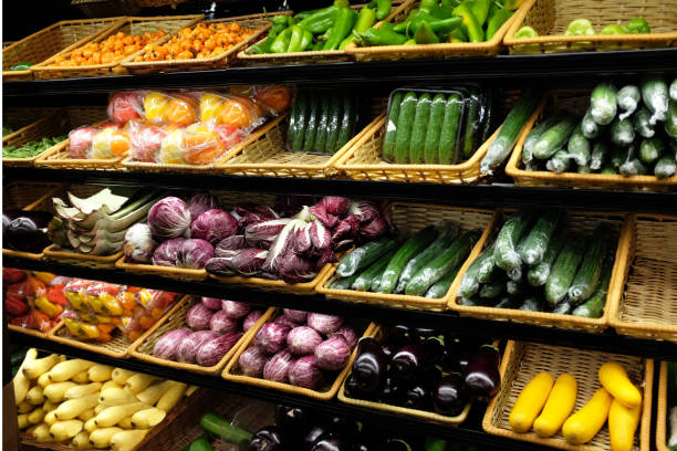 istock Organic vegetable aisle in grocery store 1032560824