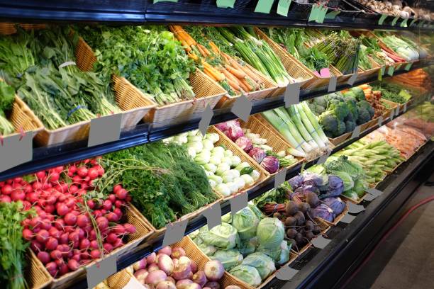 istock Organic vegetable aisle in grocery store 1032561180