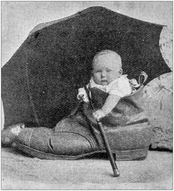 Antique photograph: Newborn and children photography Antique photograph: Newborn and children photography 1890 stock illustrations