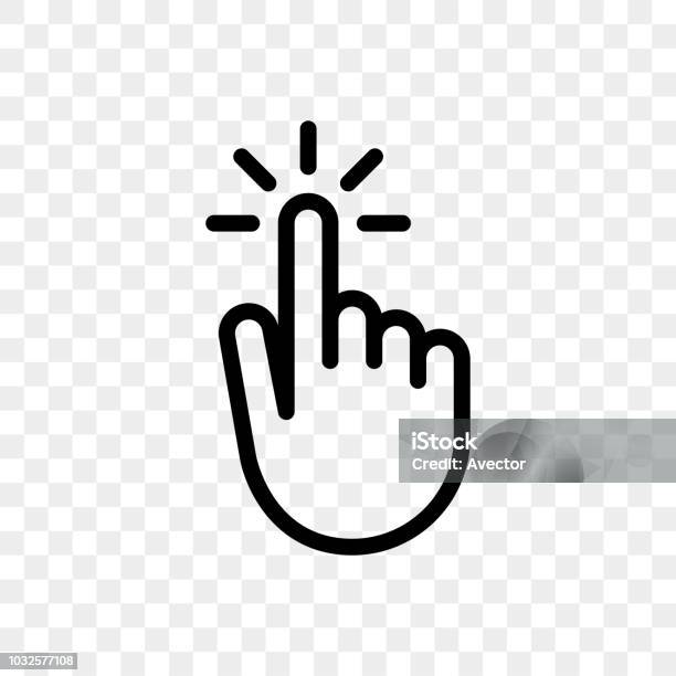 Klicken Sie Auf Finger Hand Drücken Oder Drücken Vektor Icon Auf Transparenten Hintergrund Stock Vektor Art und mehr Bilder von Icon