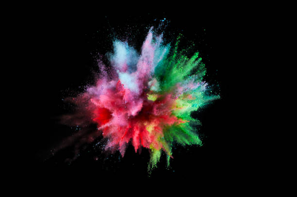 istock Colored powder explosion. Abstract closeup dust on backdrop. Colorful explode. Paint holi 1032580840