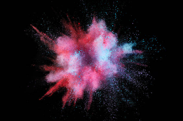 istock Colored powder explosion. Abstract closeup dust on backdrop. Colorful explode. Paint holi 1032580852