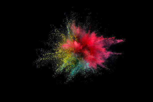 istock Colored powder explosion. Abstract closeup dust on backdrop. Colorful explode. Paint holi 1032580886