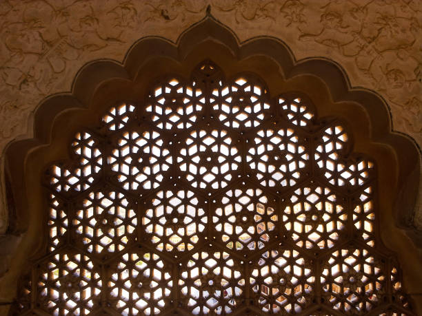 istock Intricate Stone Carvings - Amber Fort, Rajasthan, India 1032586820