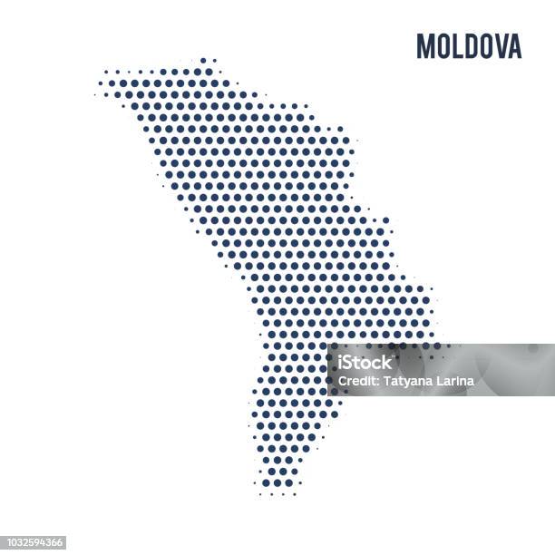 Dotted Map Of Moldova Isolated On White Background Stock Illustration - Download Image Now