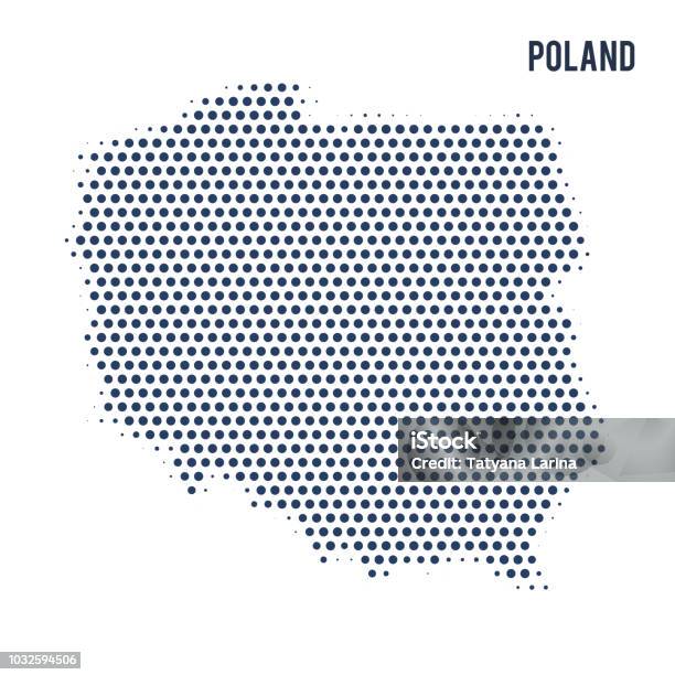 Carte En Pointillés De La Pologne Isolé Sur Fond Blanc Vecteurs libres de droits et plus d'images vectorielles de Pologne