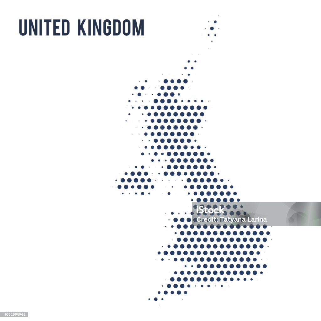 Dotted map of United Kingdom isolated on white background. Dotted map of United Kingdom isolated on white background. Vector illustration. UK stock vector