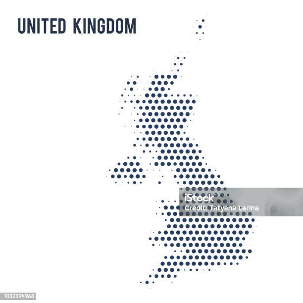 Dotted Map Of United Kingdom Isolated On White Background Stock Illustration - Download Image Now
