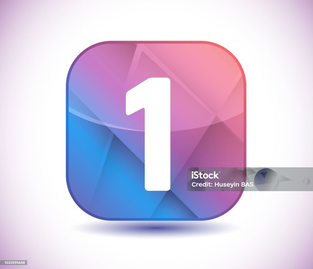 One Button Vector One In Vector Button Stock Illustration - Download Image Now - Abstract ...