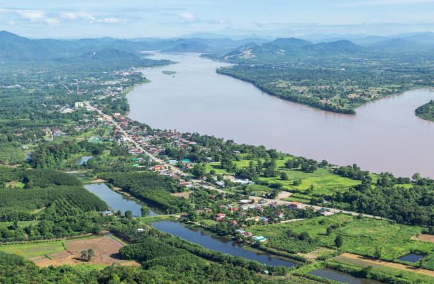 istock High angle view of Sangkhom district from viewpoint skywalk at Wat Pha Tak Suea , Nong Khai province ,Thailand 1032595976
