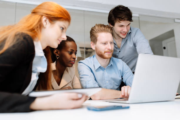 istock Group of business people working in office 1032596148
