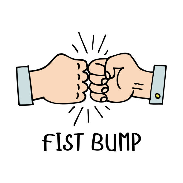 вектор кулак удар эскиз рисунок значок из двух рук борьбы или вместе удар для бизнес-столкновение, партнерство и дискуссии иллюстрации. - faust stock illustrations