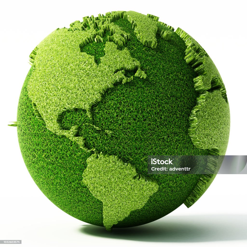 Green globe with world map isolated on white Green globe with world map isolated on white. Globe - Navigational Equipment Stock Photo