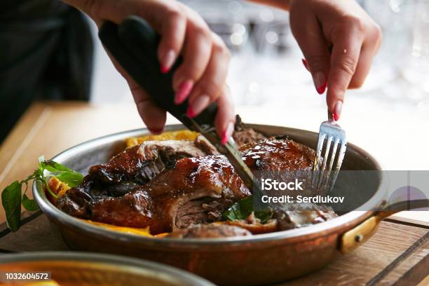 Stew Duck In Plate Stock Photo - Download Image Now - Animal Body, Backgrounds, Baked