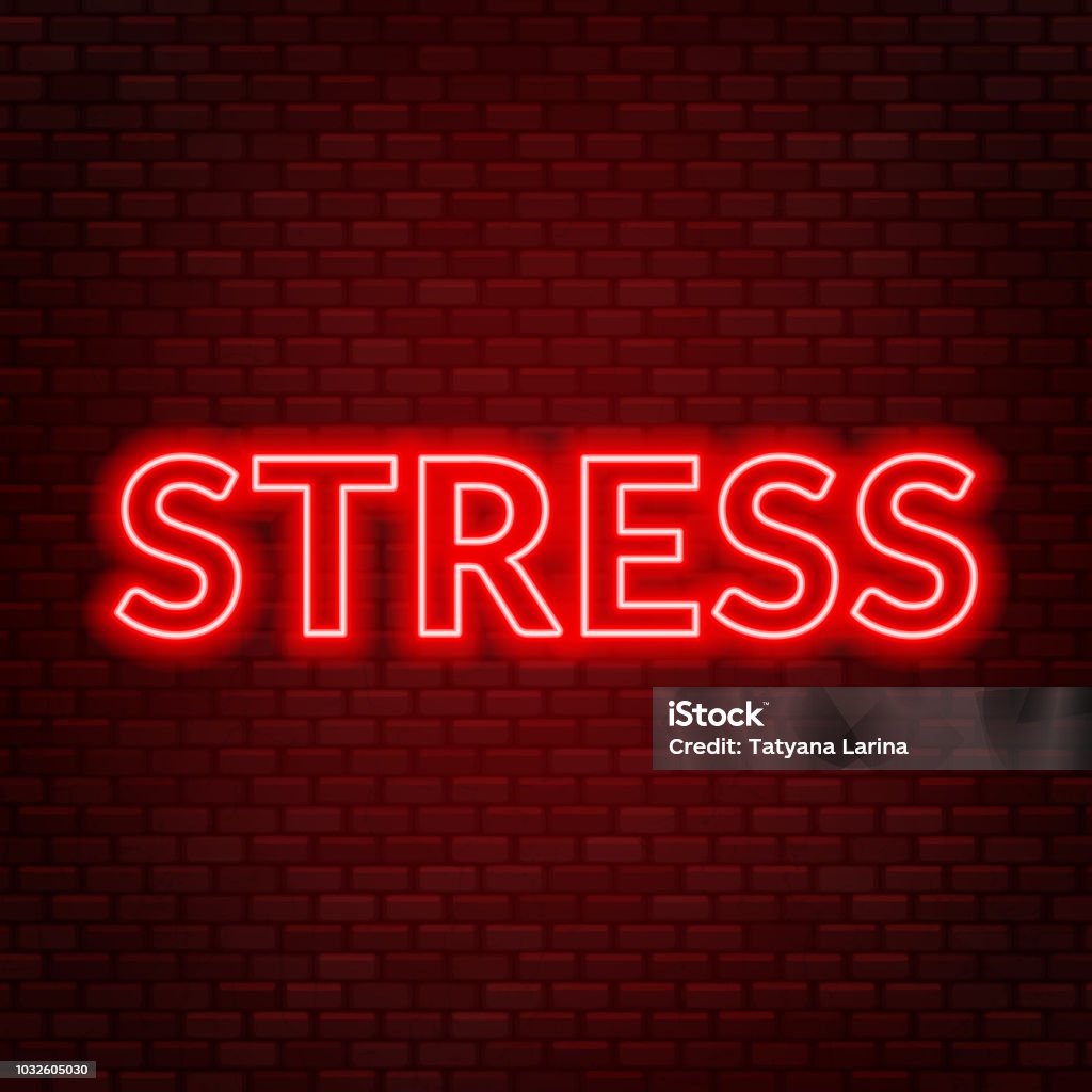 Stressed Colorfull Sign Stress Neon Lettering Sad Mood Vector Illustration Stock Illustration ...