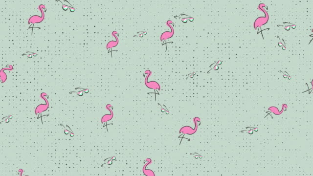 Animated 90s Style Flamingo Background Pattern