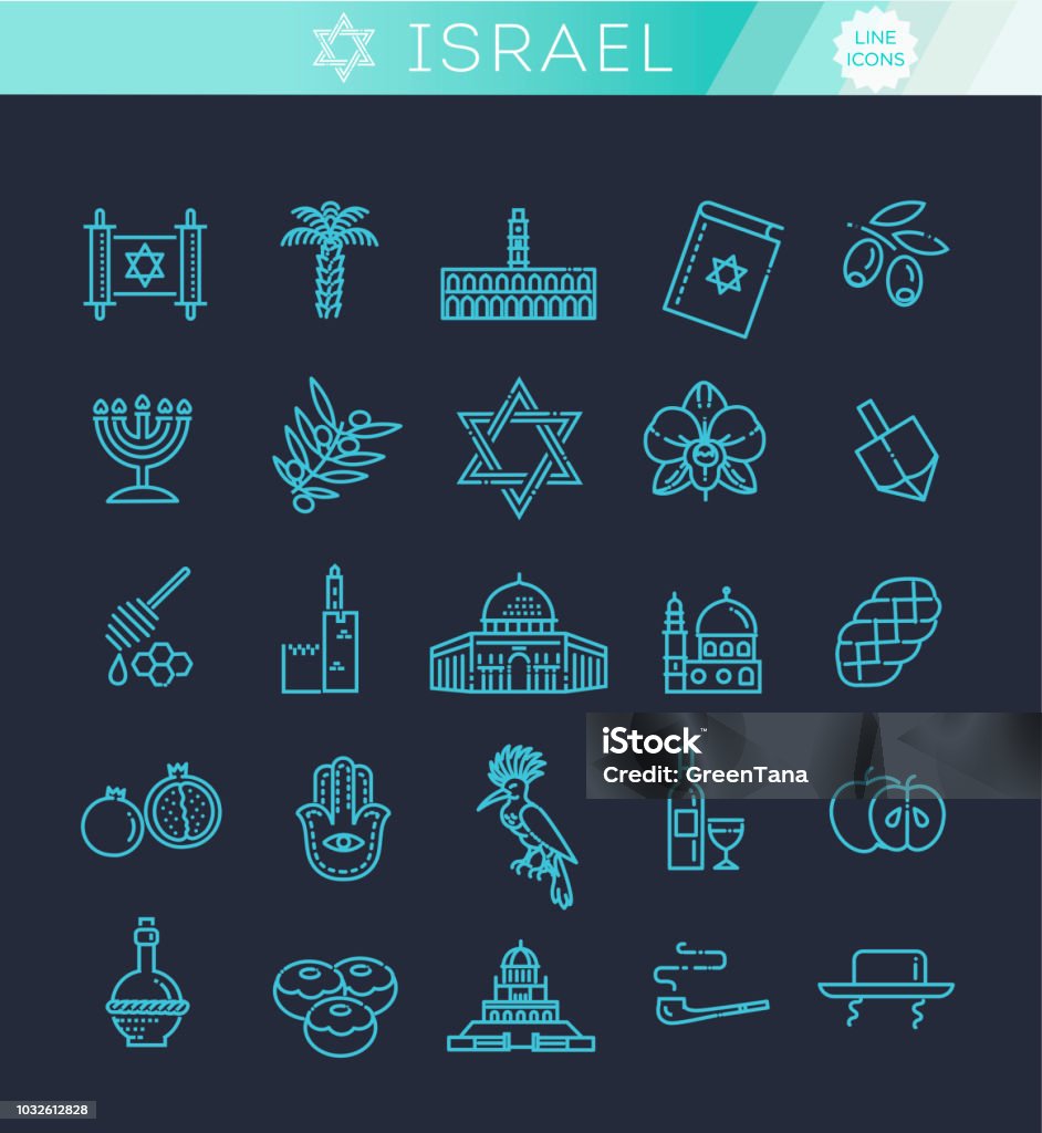 Land Israel Reise Urlaub Icons set - Lizenzfrei Icon Vektorgrafik