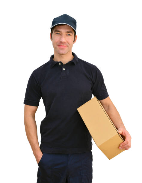 istock Delivery service - parcel carrier to deliver parcels and consignments - isolated on white background 1032617640
