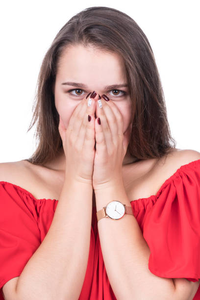 istock Woman covered her nose with hands 1032618546