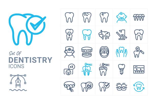 stomatologii - dentist dentist office human teeth dental equipment stock illustrations