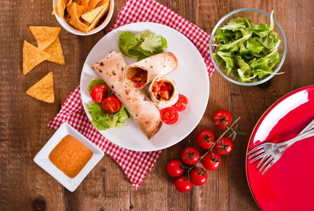 istock Tortilla wraps with chicken and vegetable. 1032641044