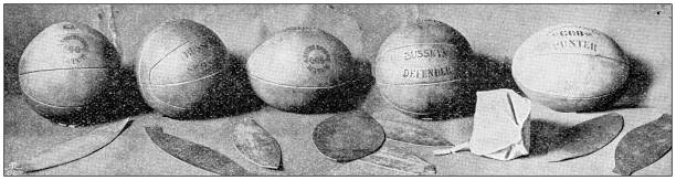 istock Antique photograph: Production of a football ball 1032645014
