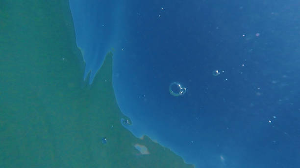 istock Underwater sea view with bubbles from the movement 1032645948
